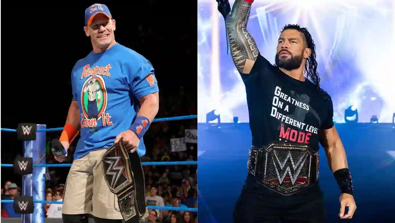 (Left) John Cena, (Right) Roman Reigns