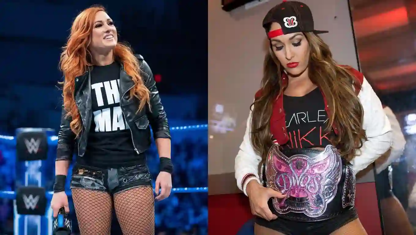 (Left) Becky Lynch - (Right) Nikki Bella
